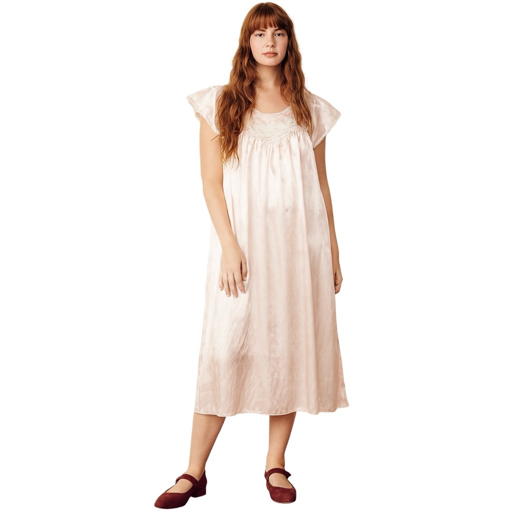Vintage Satin Light Pink Nightgown / Nighty Midi Dress - Picture 1 of 5